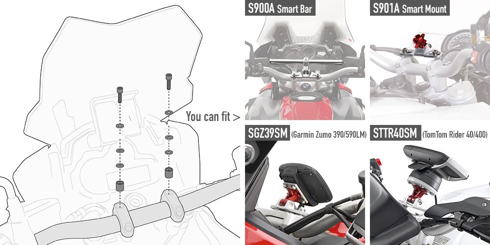 Givi kit to mount the S900A/S901A Smart Bar for Honda Hornet 600/600 ABS