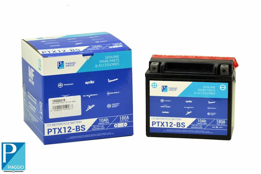 PIAGGIO BATTERY PTX12-BS 12V 10AH PRE-ACTIVATED VESPA GTS 125/300 BEVERLY 