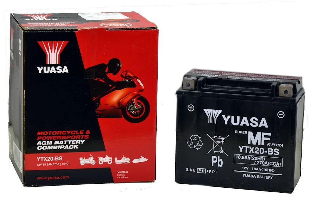 Piaggio Batterie Yuasa YTX20-BS 12V 18Ah voraktiviert für Moto Guzzi California,