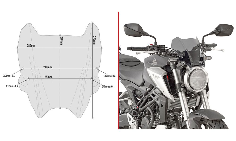 Givi windschild getönt 21 x 28 cm für Honda CB 125 R