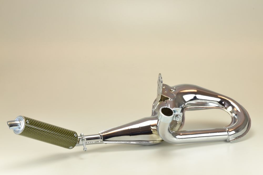 Simonini Marmitta cromata per Piaggio Vespa PX 125 Silenziatore carbonio