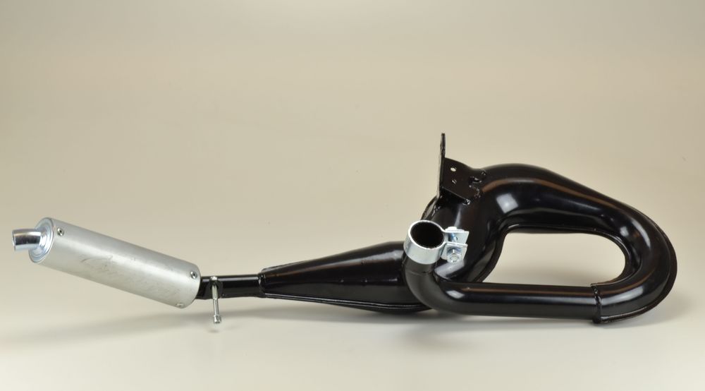 Simonini Marmitta nera per Vespa PX 125, Silenziatore in alluminio