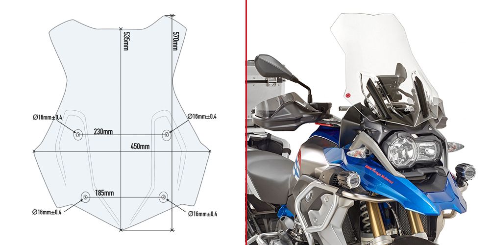 Parabrezza trasparente Givi per BMW R 1200 GS, R 1250 GS