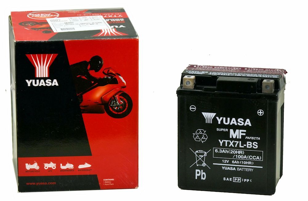 PIAGGIO BATTERY YUASA YTX7L-BS 12V 6AH PRE-ACTIVATED VESPA GTS 125/150/300