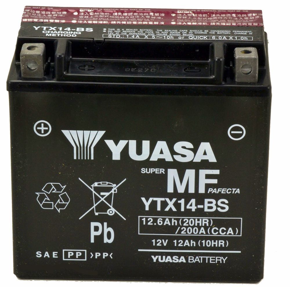 PIAGGIO BATTERY YUASA YTX14-BS 12V 12AH PRE-ACTIVATED MP3 125/300 BEVERLY 