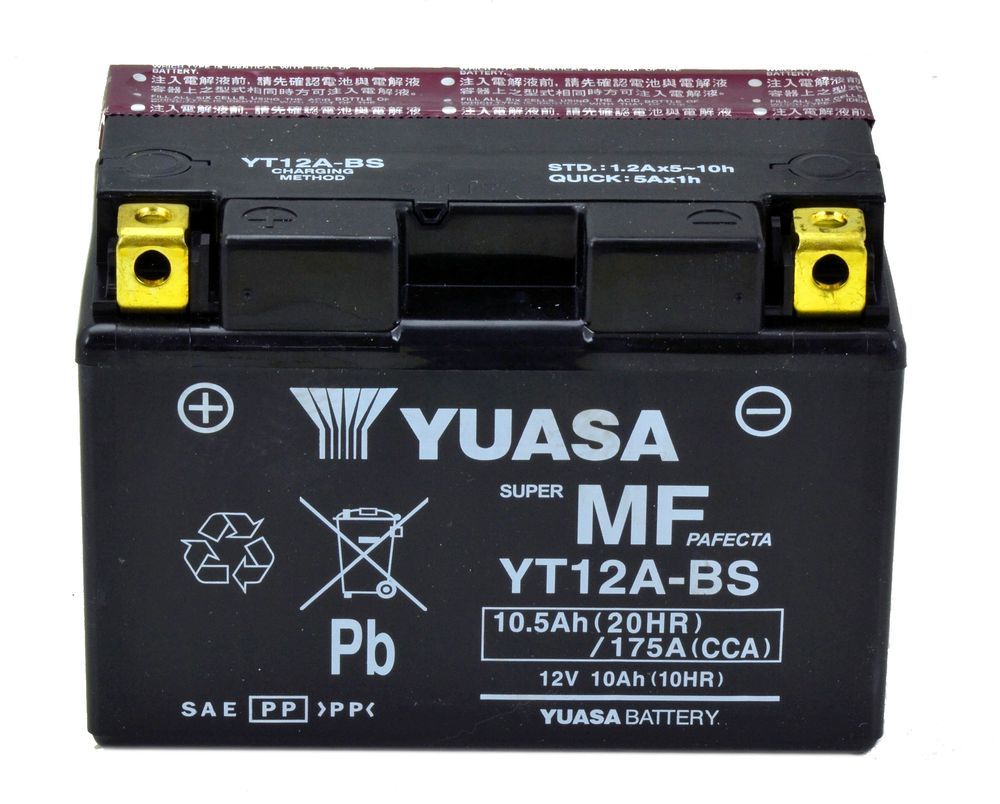 PIAGGIO BATTERY YUASA YT12A-BS 12V 10AH PRE-ACTIVATED APRILIA RSV4 1000 TU