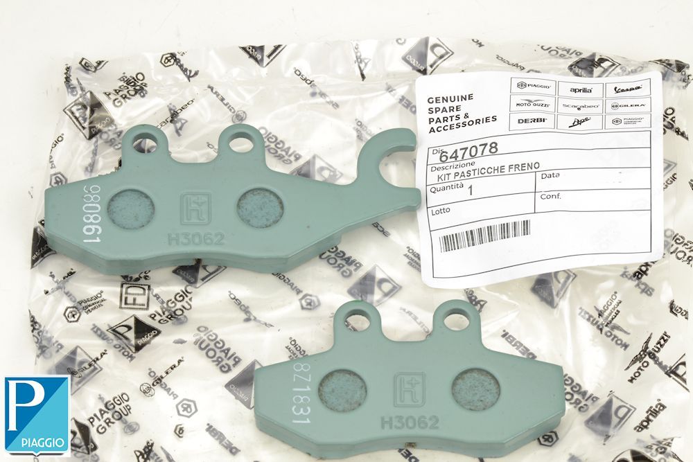 PIAGGIO ORIGINAL BRAKE PADS FRONT BEVERLY MP3 300/400/500 VESPA GT/GTS/GTV