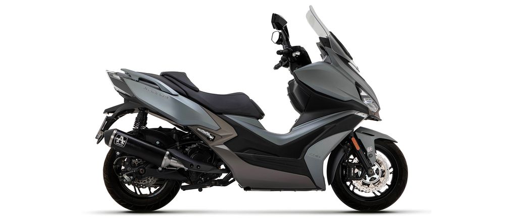 Kit link pipe with silencer Urban aluminium dark with end cap black inox Arrow for Kymco xciting 400s 21
