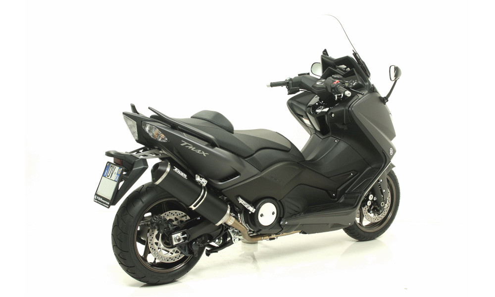 GIANNELLI ALUMINIUM SCHWARZ AUSPUFF IPERSPORT LINIE, SCHWARZ EDELSTAHL ENDKAPPE FÜR YAMAHA T-MAX 530