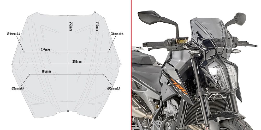 Parabrezza fumé Givi 25x31 cm per KTM Duke 790