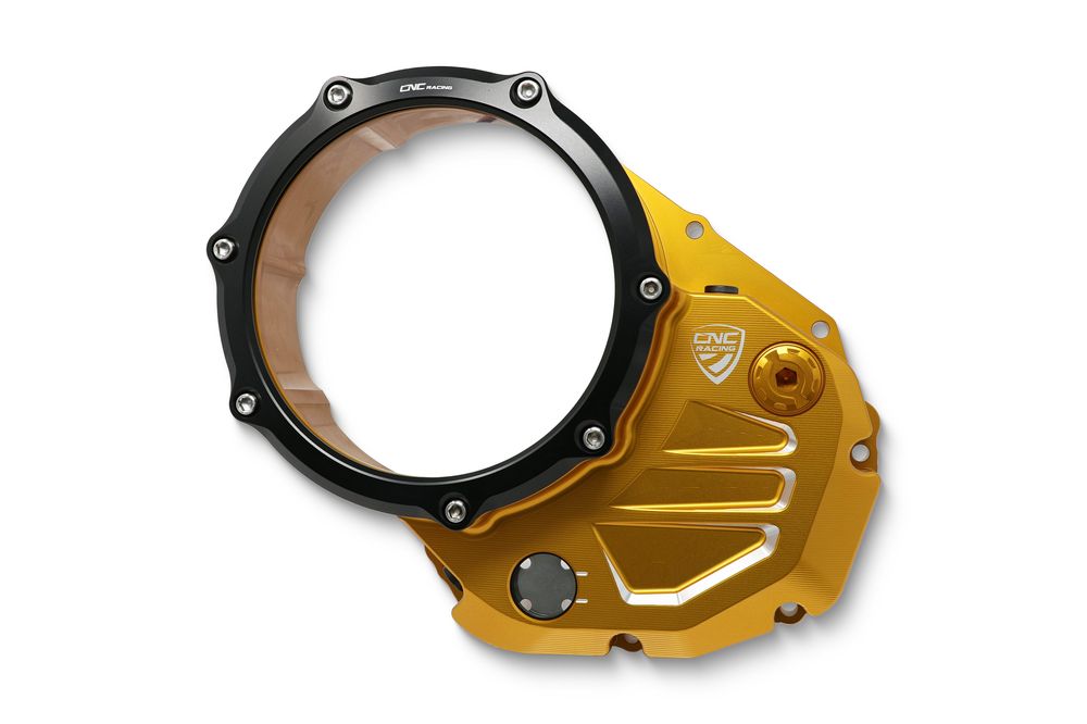 CNC RACING CLEAR COVER OIL BATH CLUTCH GOLD/BLACK MONSTER 620/695/1100