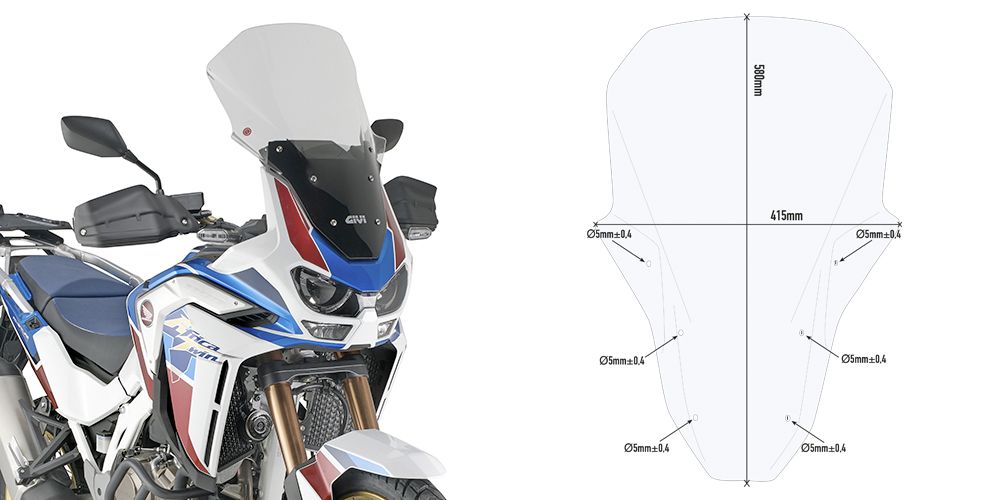 Transparent windscreen Givi 58,5x41,5 CRF1100 Africa twin Adventure sports