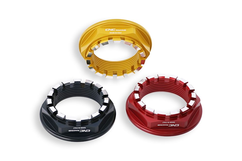 CNC RACING LINKS RADMUTTER BIFARBE ROT/SILBER HYPERMOTARD 939/821/1100/1100 EVO