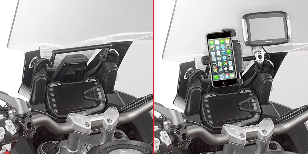 Givi Barra a montar detrás de la cúpula para colocar S902A, S920M, S920L y soporte GPS-Smartphone para Ducati Multistrada Enduro 1200 