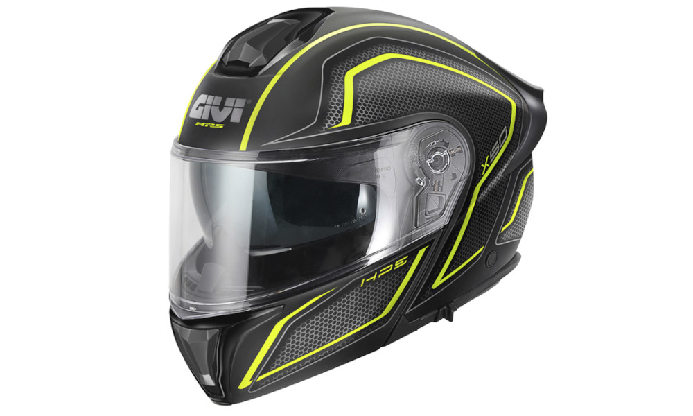Casco modulare Givi in fibra di vetro nero, giallo