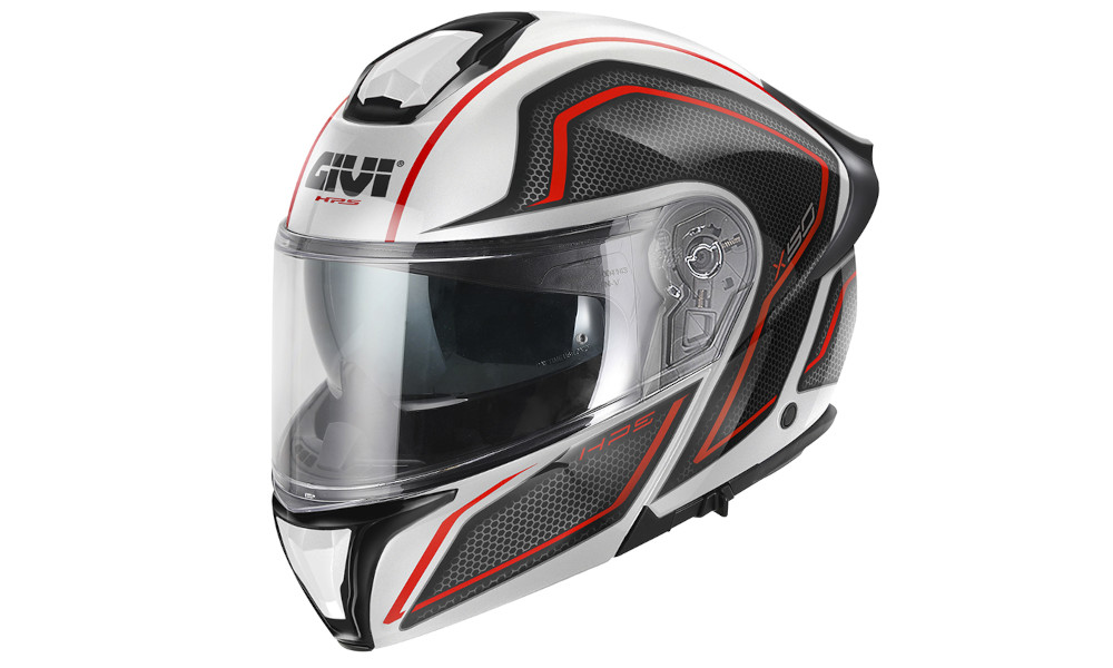 Casco modulare Givi in fibra di vetro bianco, nero, rosso