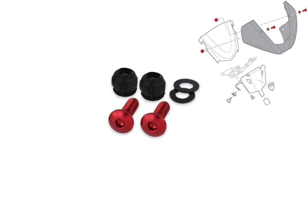 CNC RACING KIT DE BOULONS DE PARE-BRISE ROSSE DUCATI MONSTER 937