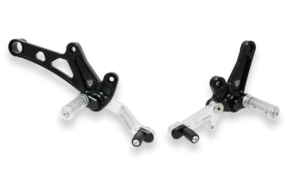 CNC Racing Estriberas regulables negro/plata for Ducati Diavel 1200