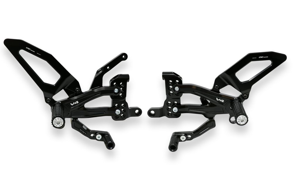 CNC RACING ADJUSTABLE REAR SET RPS BLACK WITH FIXED FOOTPEG PANIGALE V4