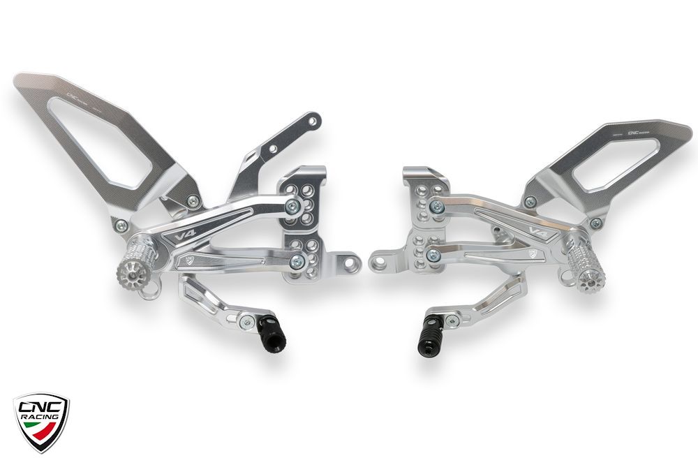 CNC RACING ADJUSTABLE REARSETS SILVER FOR DUCATI STREETFIGHTER V4