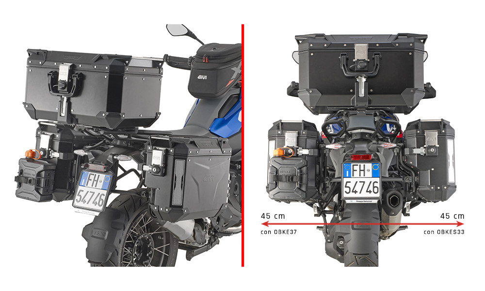 Portavaligie laterale Givi con lato destro scantonato valigie Monokey CAM SIDE per BMW R 1300 GS