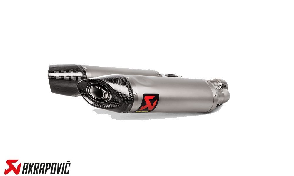 Akrapovic Par silenciosos de Titanio con tapa carbono Aprilia Shiver 900