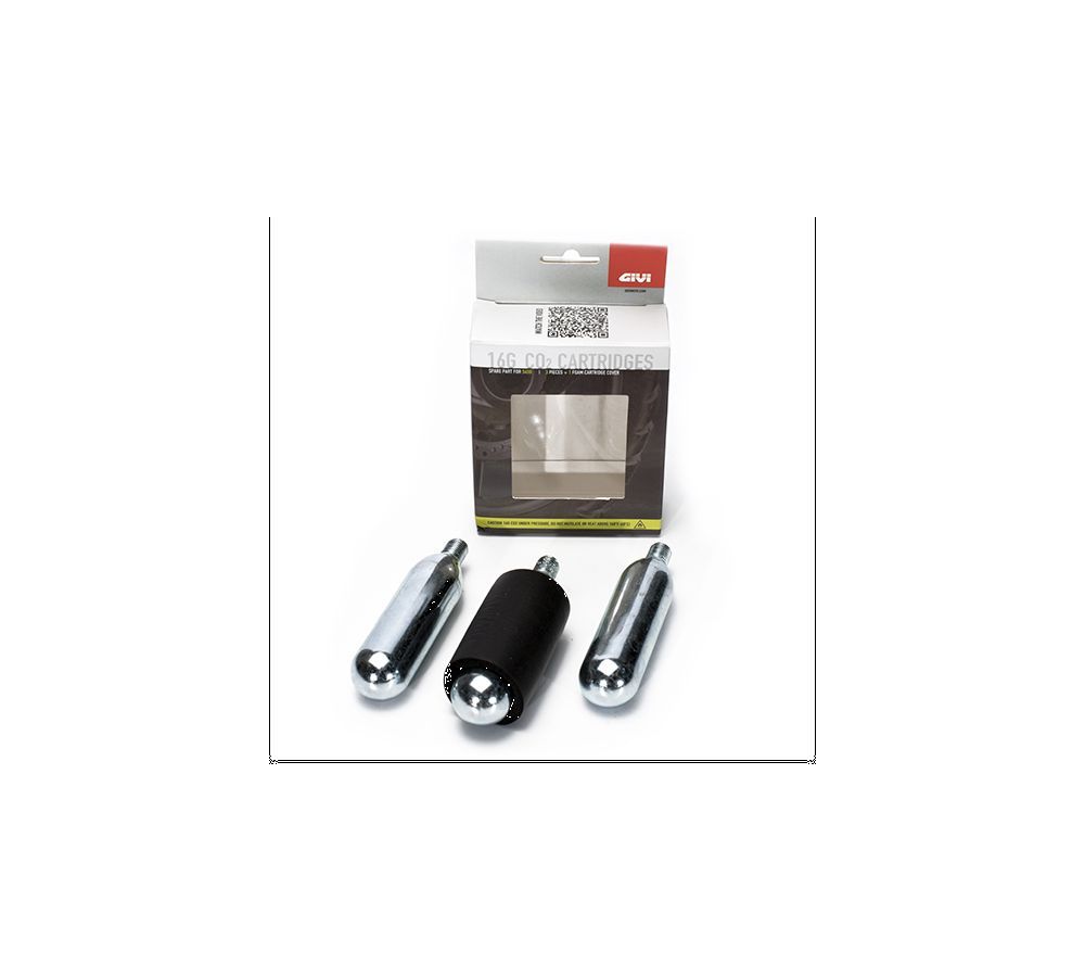 Set of three CO2 cans for the Tubeless tyres repair kit Givi